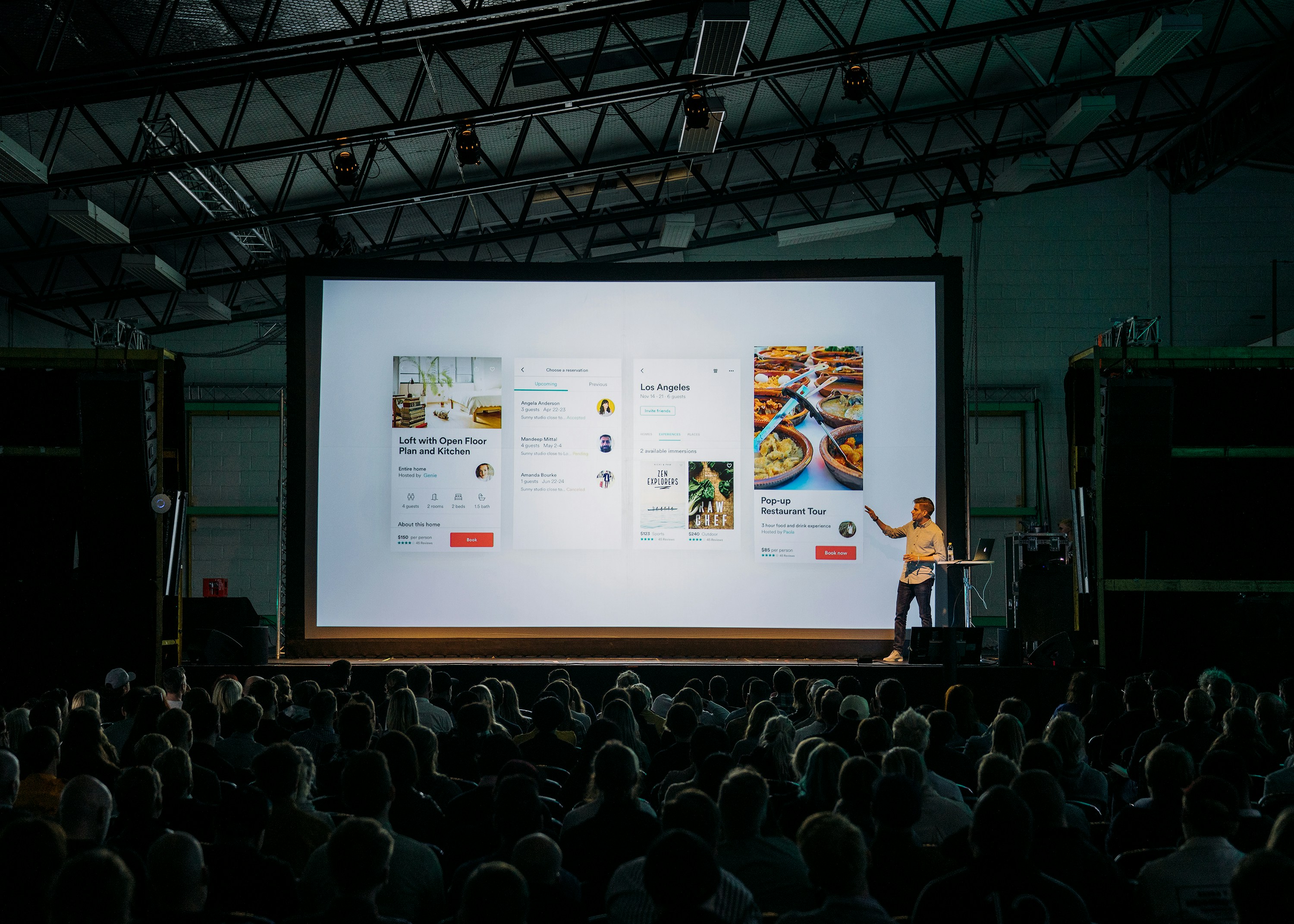 Speaker on stage at a ConnectX corporate conference